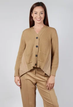 Mei Meij Cardigans^Back Pleated Cardigan in Camel