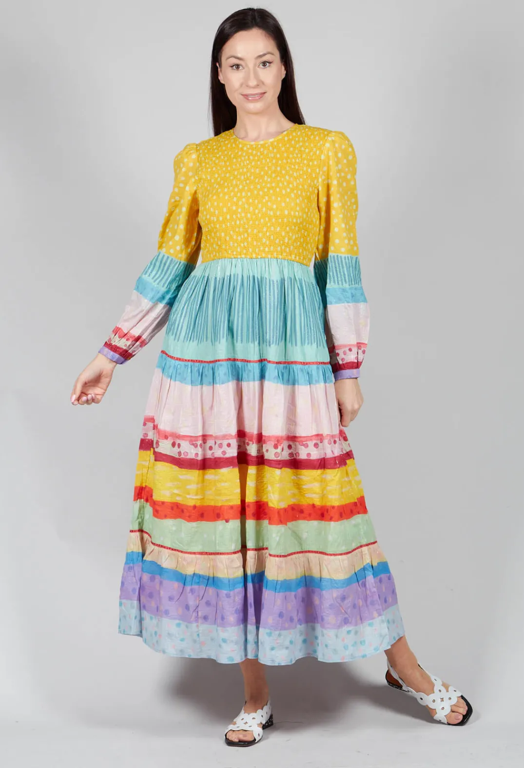 Conditions Apply Dresses^Balloon Sleeved Dress in Yellow Multicolour