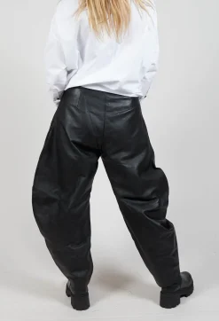 Bread and Butter Trousers^Barrel Leg Leather Trousers in Black