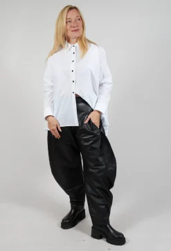 Bread and Butter Trousers^Barrel Leg Leather Trousers in Black
