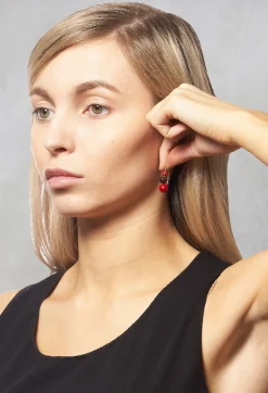 Nodova Earrings^Beaded Earrings in Red