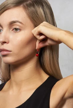 Nodova Earrings^Beaded Earrings in Red