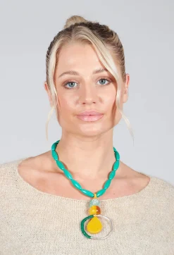 Beatrice Markatos Necklaces^Beaded Necklace in Aqua and Mustard