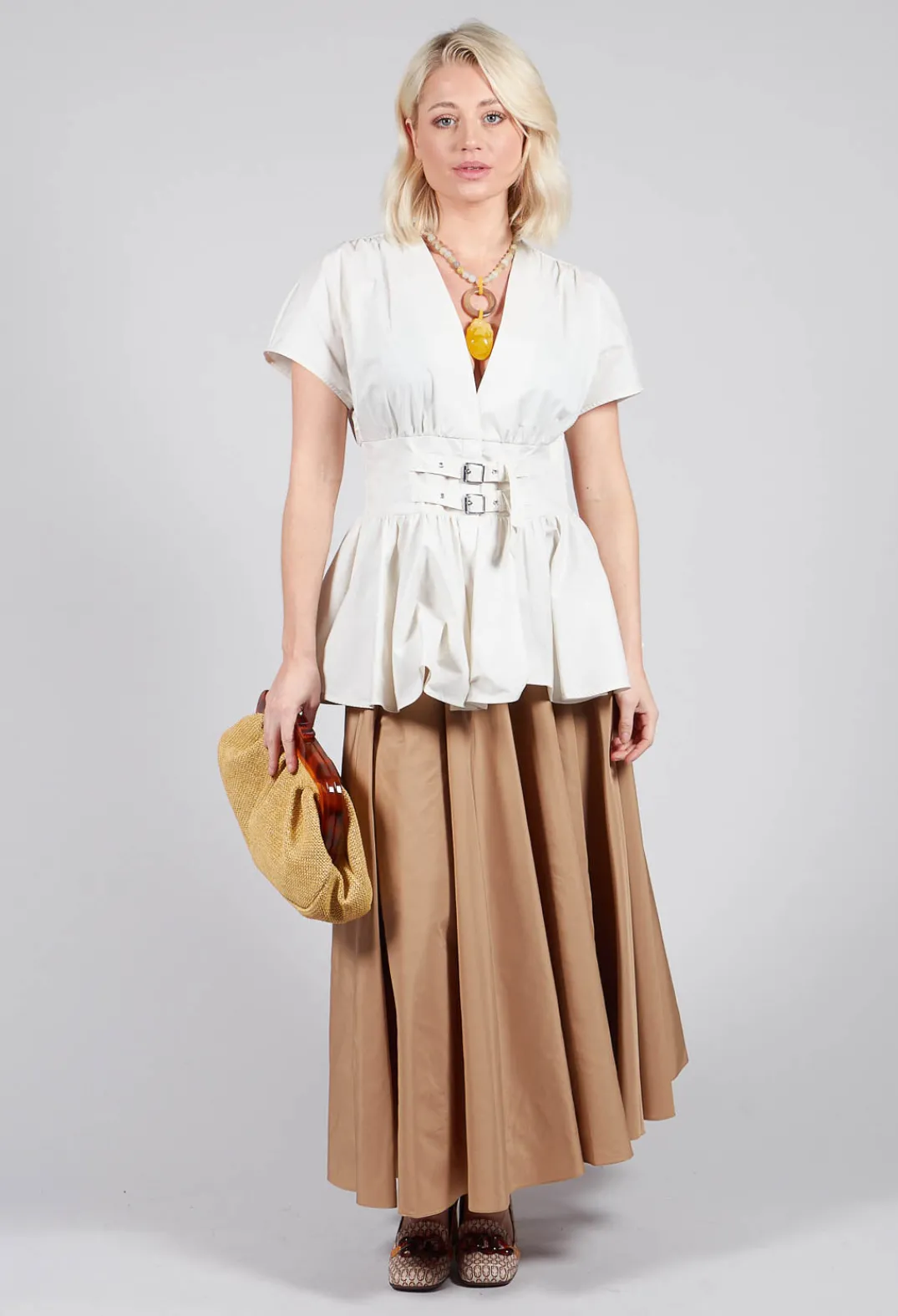 Mei Meij Shirts & Blouses^Belt Front Blouse in Cream