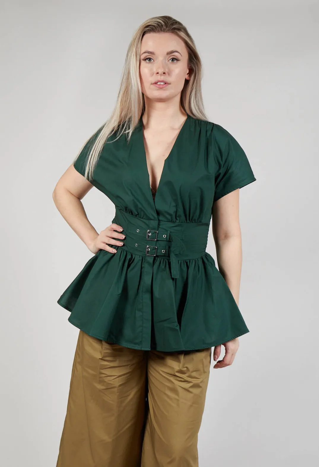 Mei Meij Shirts & Blouses^Belt Front Blouse in Green