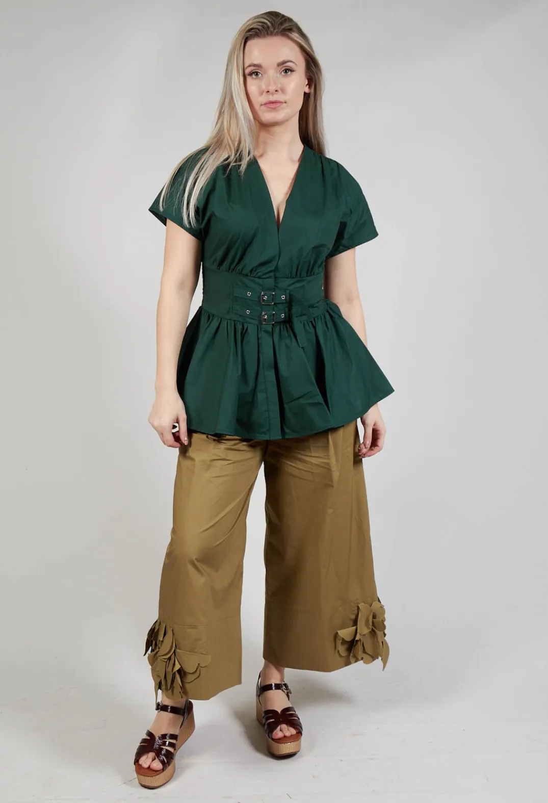 Mei Meij Shirts & Blouses^Belt Front Blouse in Green