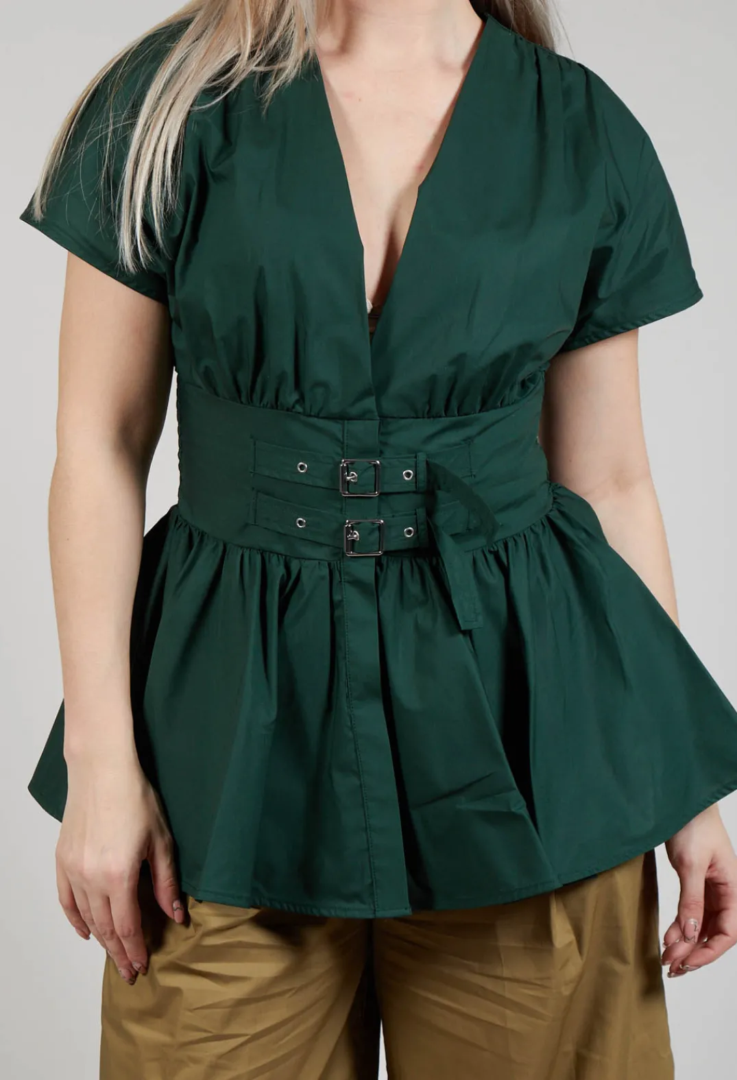 Mei Meij Shirts & Blouses^Belt Front Blouse in Green