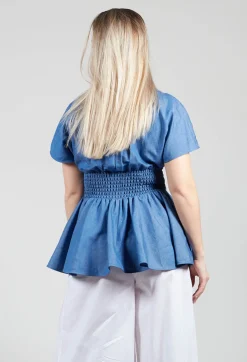 Mei Meij Shirts & Blouses^Belt Front Blouse in Light Denim