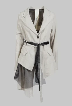 Sanctamuerte Jackets^Belted Linen Jacket in Ecru
