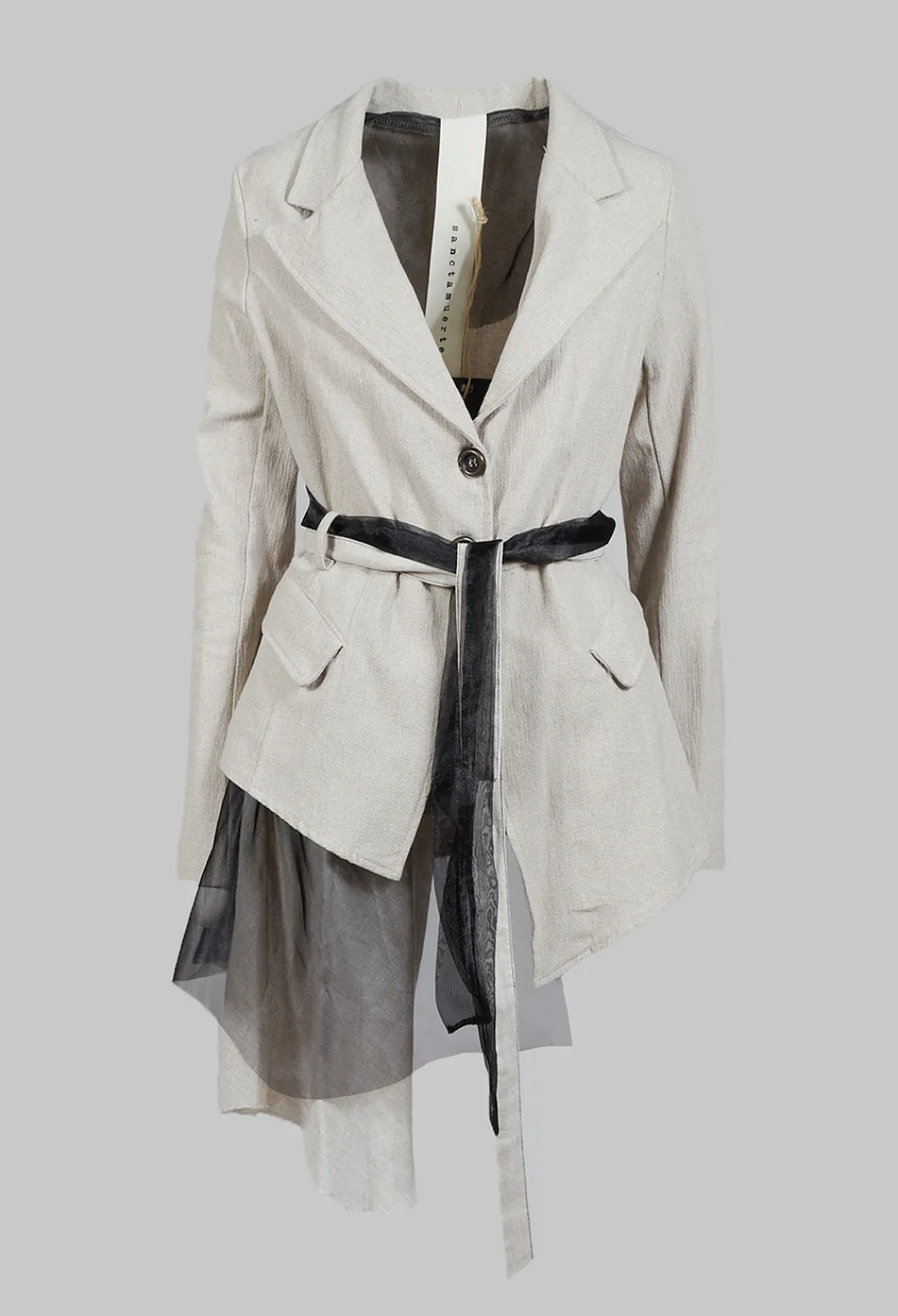 Sanctamuerte Jackets^Belted Linen Jacket in Ecru