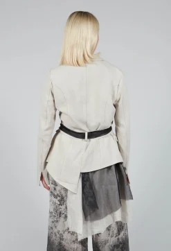 Sanctamuerte Jackets^Belted Linen Jacket in Ecru