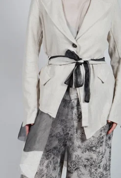 Sanctamuerte Jackets^Belted Linen Jacket in Ecru