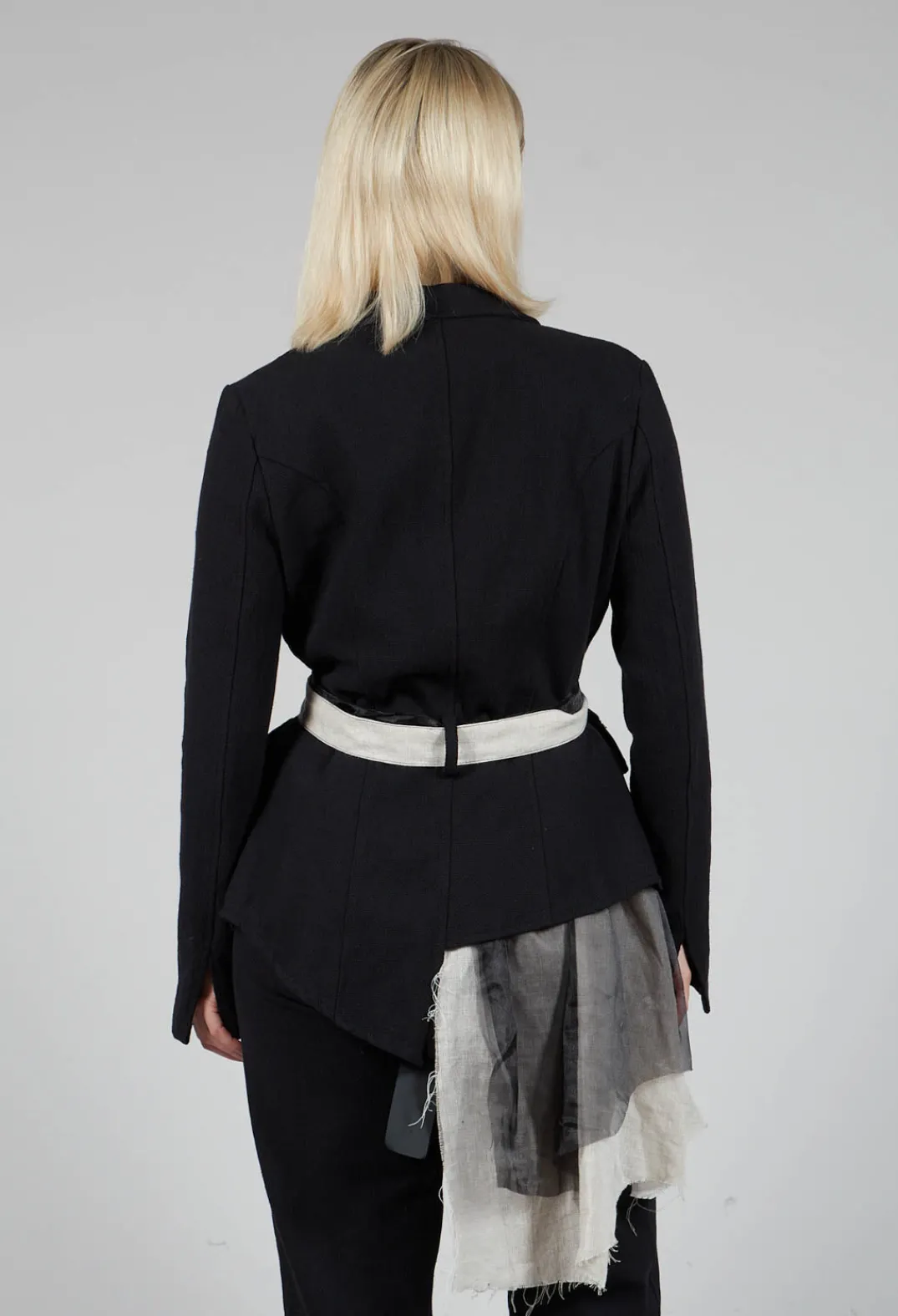Sanctamuerte Jackets^Belted Linen Jacket in Nero