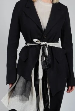 Sanctamuerte Jackets^Belted Linen Jacket in Nero