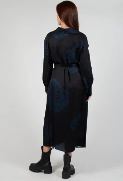 Mei Meij Dresses^Belted Shirt Dress in Nero and Cobalto