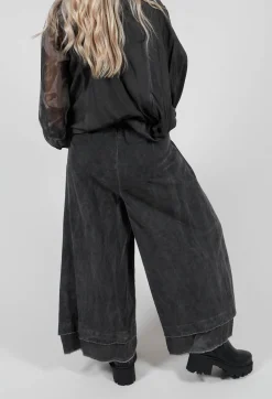 Sanctamuerte Trousers^Belted Trousers in Velluto Cannete and Raso di Viscosa Grey Storm