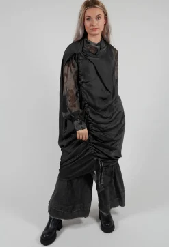 Sanctamuerte Trousers^Belted Trousers in Velluto Cannete and Raso di Viscosa Grey Storm
