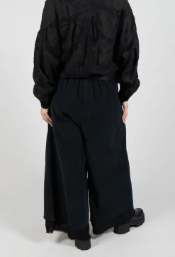 Sanctamuerte Trousers^Belted Trousers in Velluto Cannete and Raso di Viscosa Nero