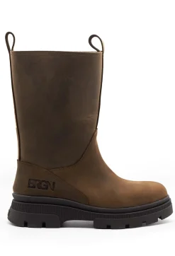 BRGN Boots^Biker Boots in Chocolate Brown