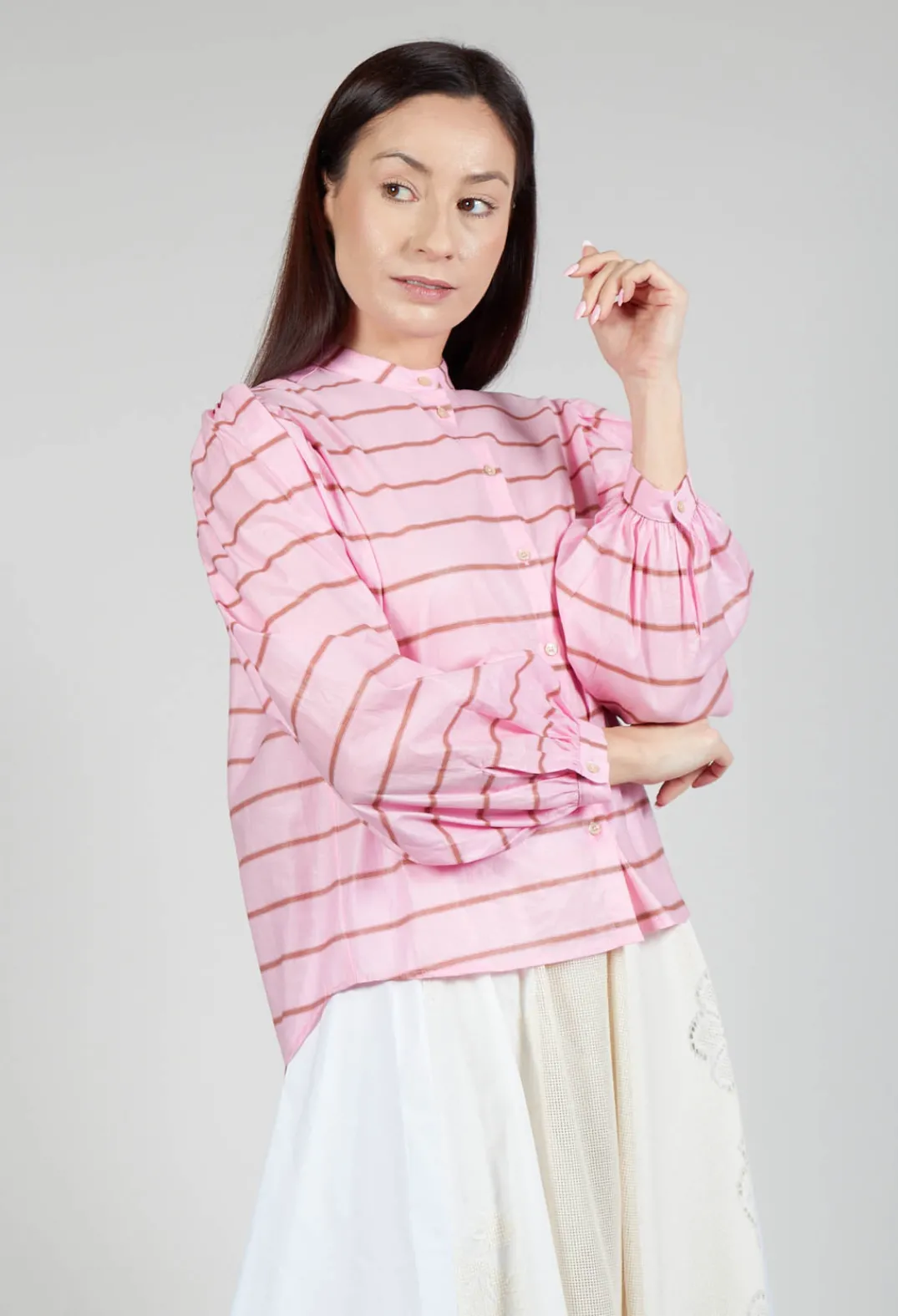 Sfizio Tops^Bishop Sleeve Blouse in Desert Pink