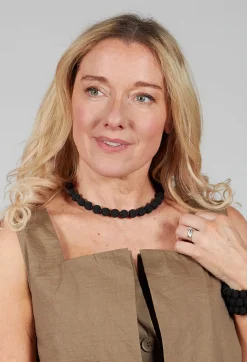 Narratives Necklaces^Black Springwire Woven Ball Necklace