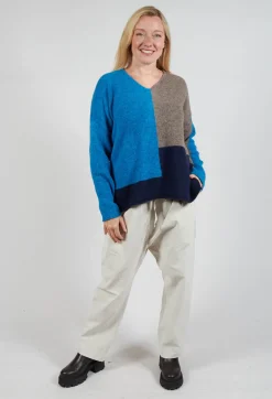 Operificio Neirami Jumpers^Block Colour Jumper in Crusca Sky and Blu
