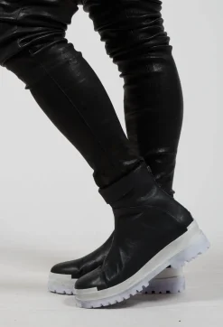 Bread and Butter Boots^Block Colour Sole in Black and Off White
