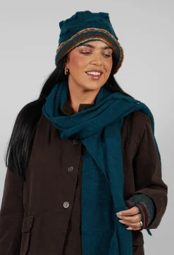 Butapana Scarves^Block Wool Scarf in Turquoise