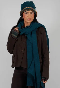Butapana Scarves^Block Wool Scarf in Turquoise