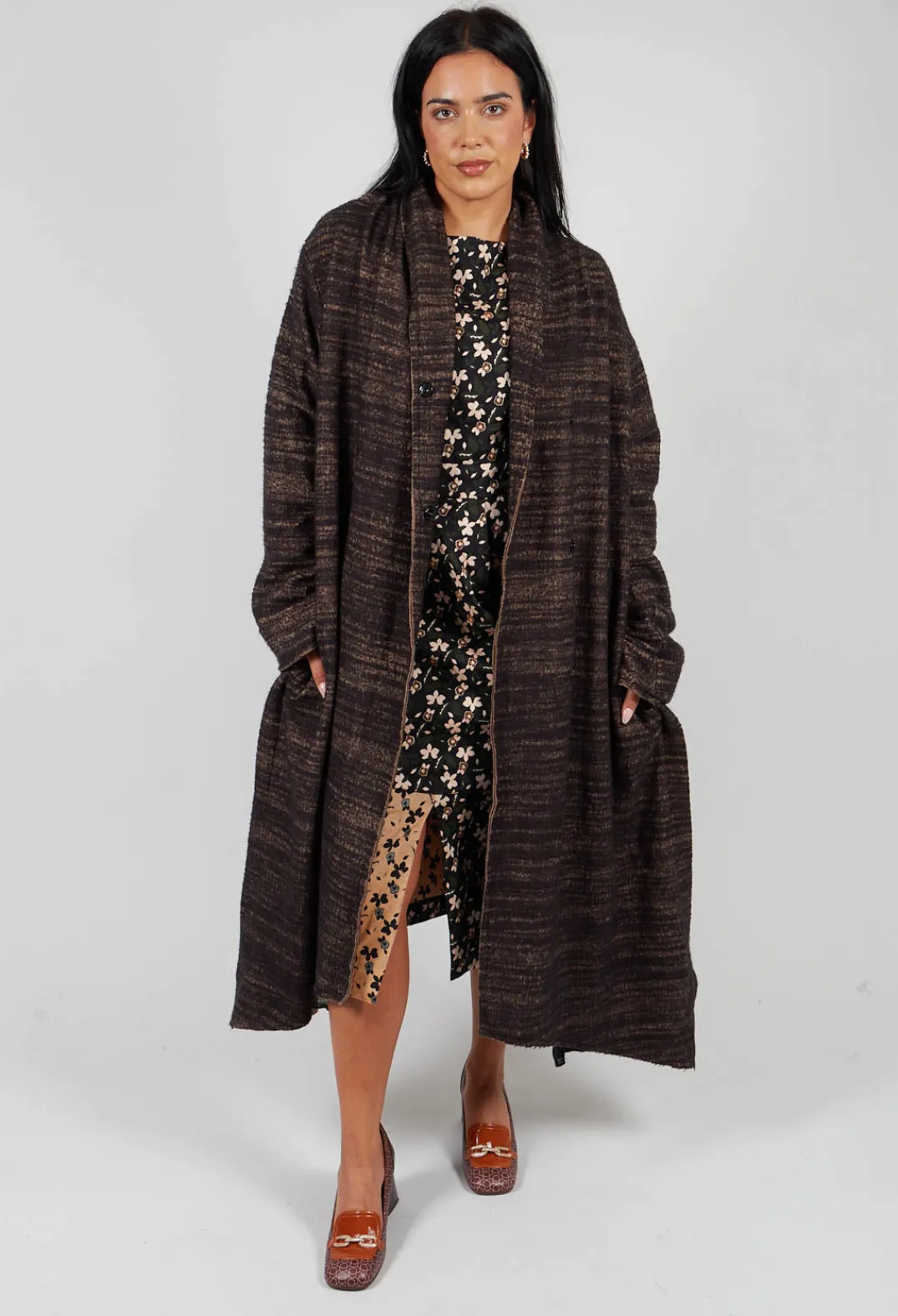 a_me Coats^Bloom Coat in Black and Brown