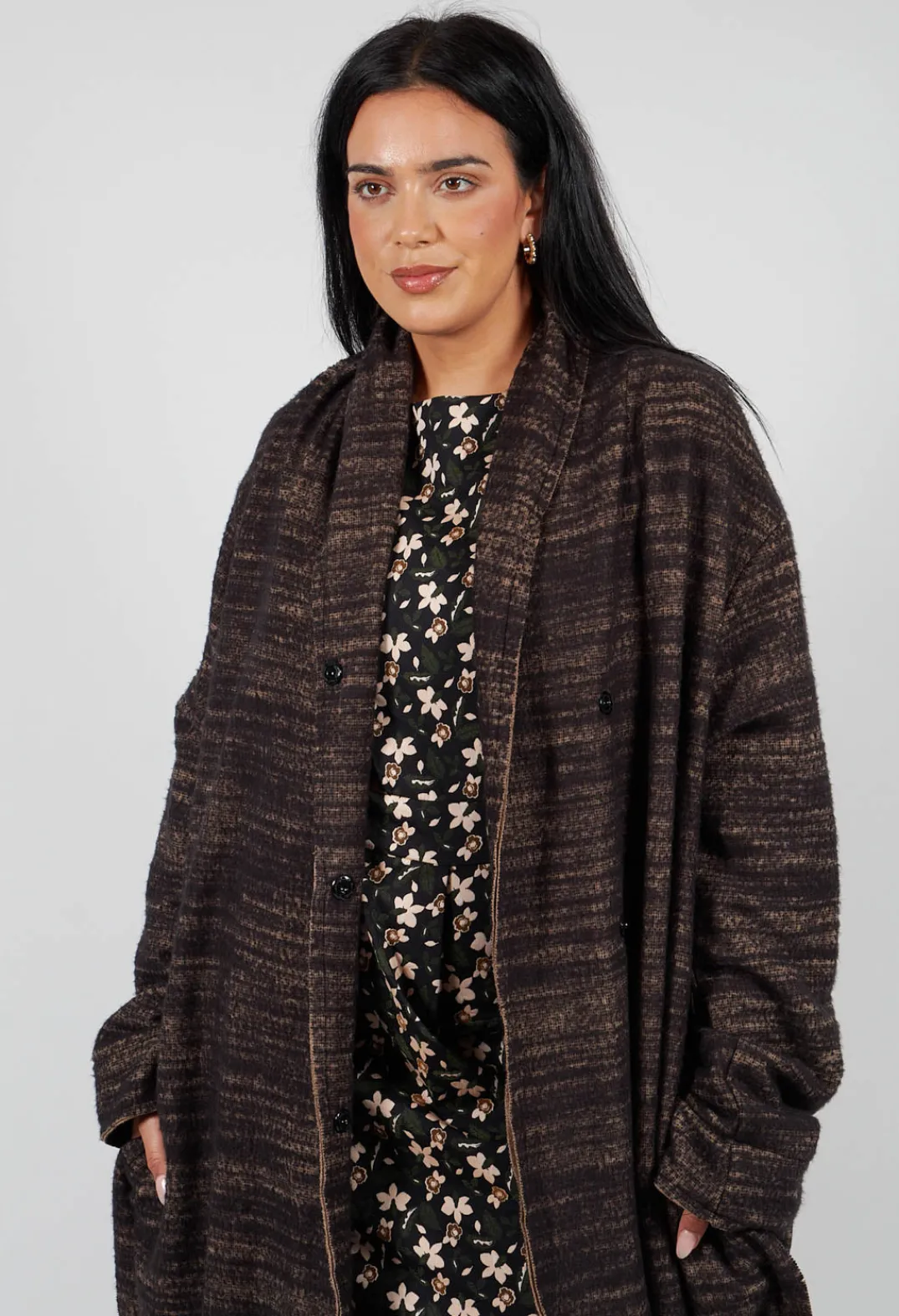 a_me Coats^Bloom Coat in Black and Brown