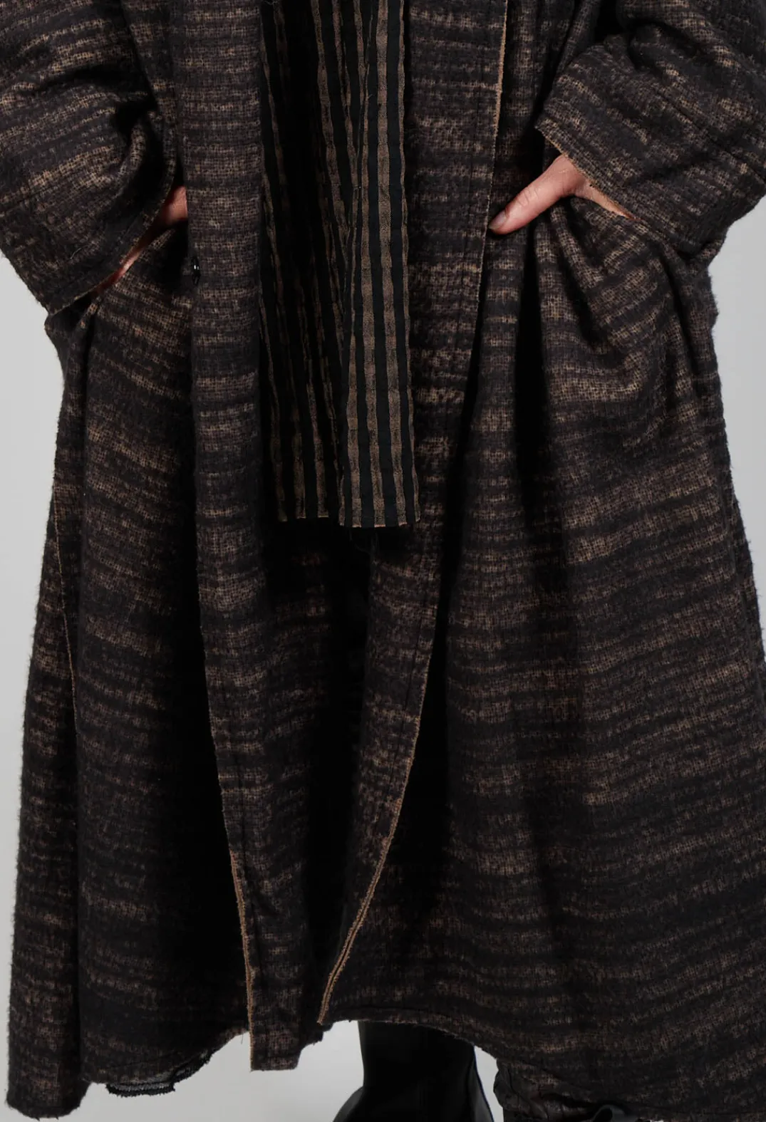 a_me Coats^Bloom Coat in Black and Brown