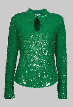 Beatrice B Shirts & Blouses^Blouse with Sequin Detail in Green