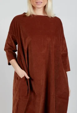 Album Di Famiglia Dresses^Boat Neck Dress V in Rust