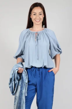 Sfizio Tops^Bohemian Blouse in Blue Blizard