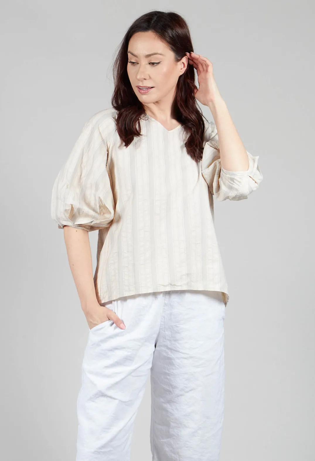 Aequamente Shirts & Blouses^Bohemian Blouse in Grey Stripe