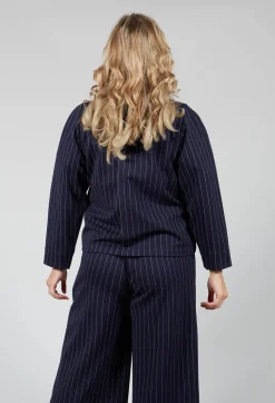 Les Filles d'Ailleurs Tops^Box Shaped Top in Navy Pinstripe