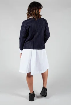 Les Filles d'Ailleurs Tops^Box Shaped Top in Navy Pinstripe