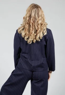 Les Filles d'Ailleurs Tops^Box Shaped Top in Navy Pinstripe