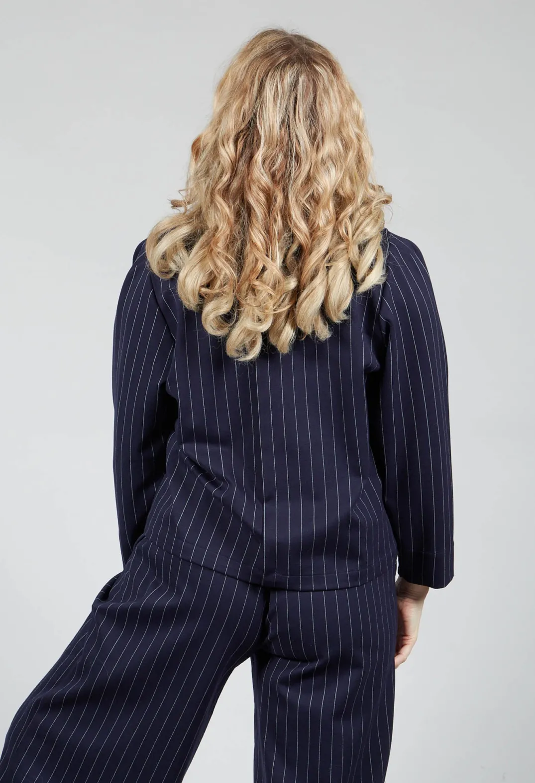 Les Filles d'Ailleurs Tops^Box Shaped Top in Navy Pinstripe