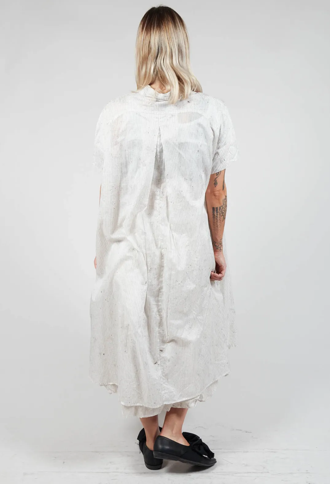 Rundholz Black Label Skirts^Bubble Hem Skirt with Pleat Detail in Landscape Pearl Stripe