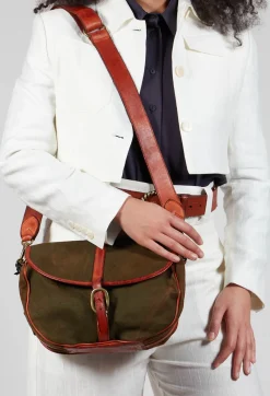 Campomaggi Bags^Buckle Bag in Military and Cognac
