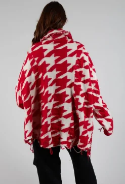 Rundholz Mainline Cardigans^Button Dogstooth Cardigan in Cardinal Bone Jacquard
