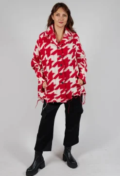 Rundholz Mainline Cardigans^Button Dogstooth Cardigan in Cardinal Bone Jacquard