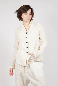 Rundholz Dip Jackets^Button Fastening Jacket with Elasticated Back Detail in Greige Paper