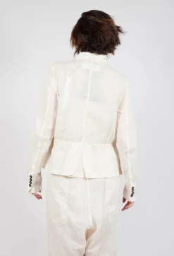 Rundholz Dip Jackets^Button Fastening Jacket with Elasticated Back Detail in Greige Paper