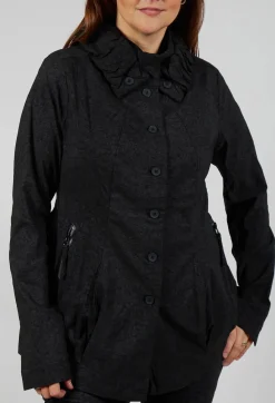 Rundholz Black Label Jackets^Button Through Jacket in Black Shiny Print