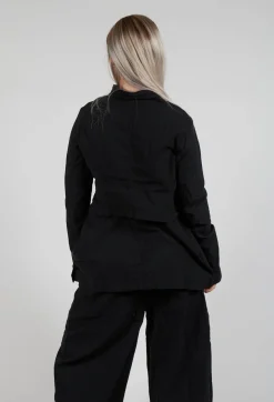 Rundholz Black Label Jackets^Button Through Jacket with Tulip Hem in Black Stripe