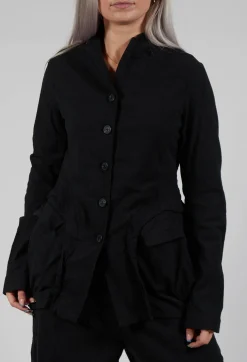 Rundholz Black Label Jackets^Button Through Jacket with Tulip Hem in Black Stripe