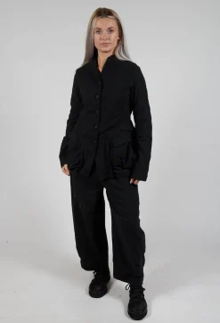 Rundholz Black Label Jackets^Button Through Jacket with Tulip Hem in Black Stripe